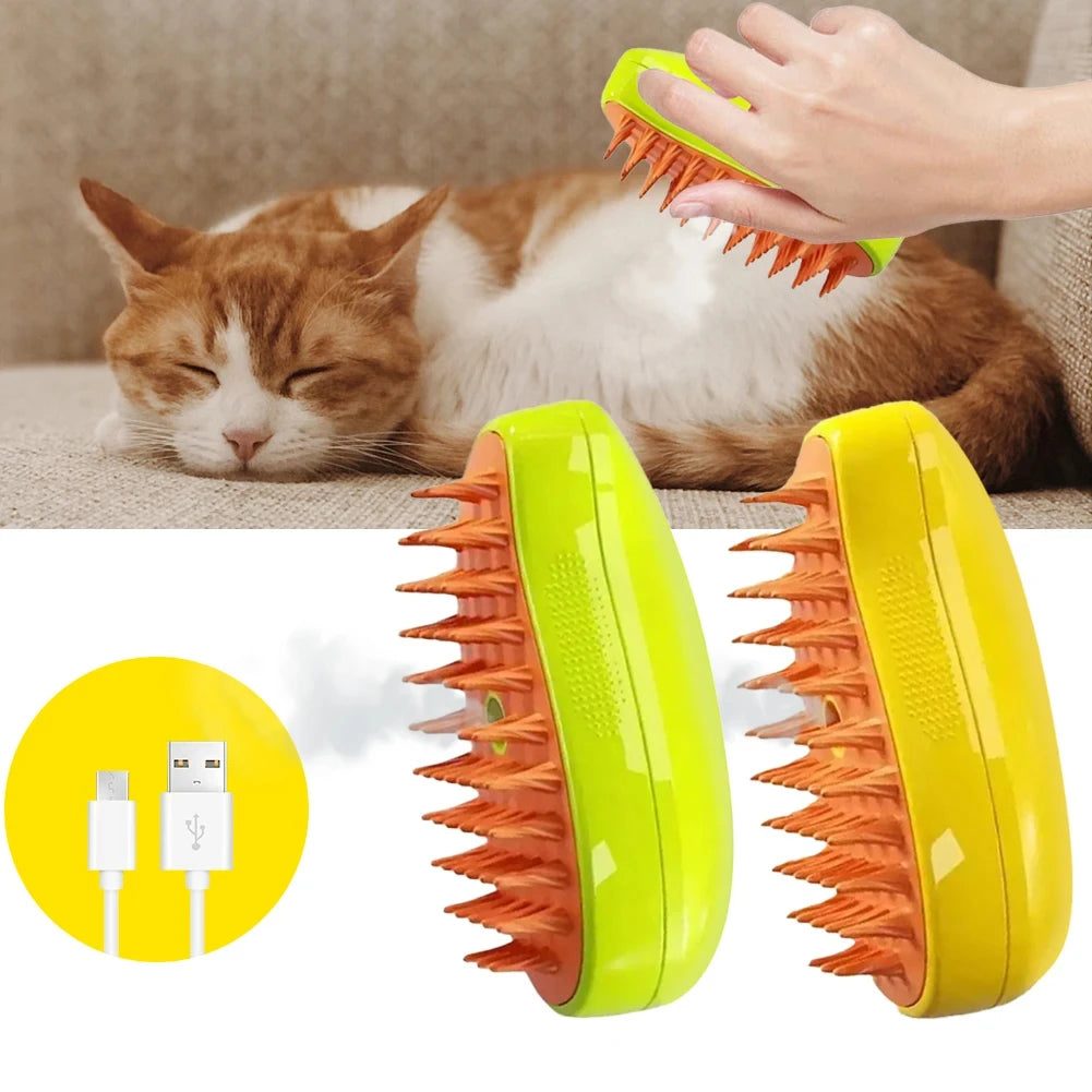Cepillo De Vapor 3 En 1 Para Gatos – Desenreda, Masajea Y Limpia