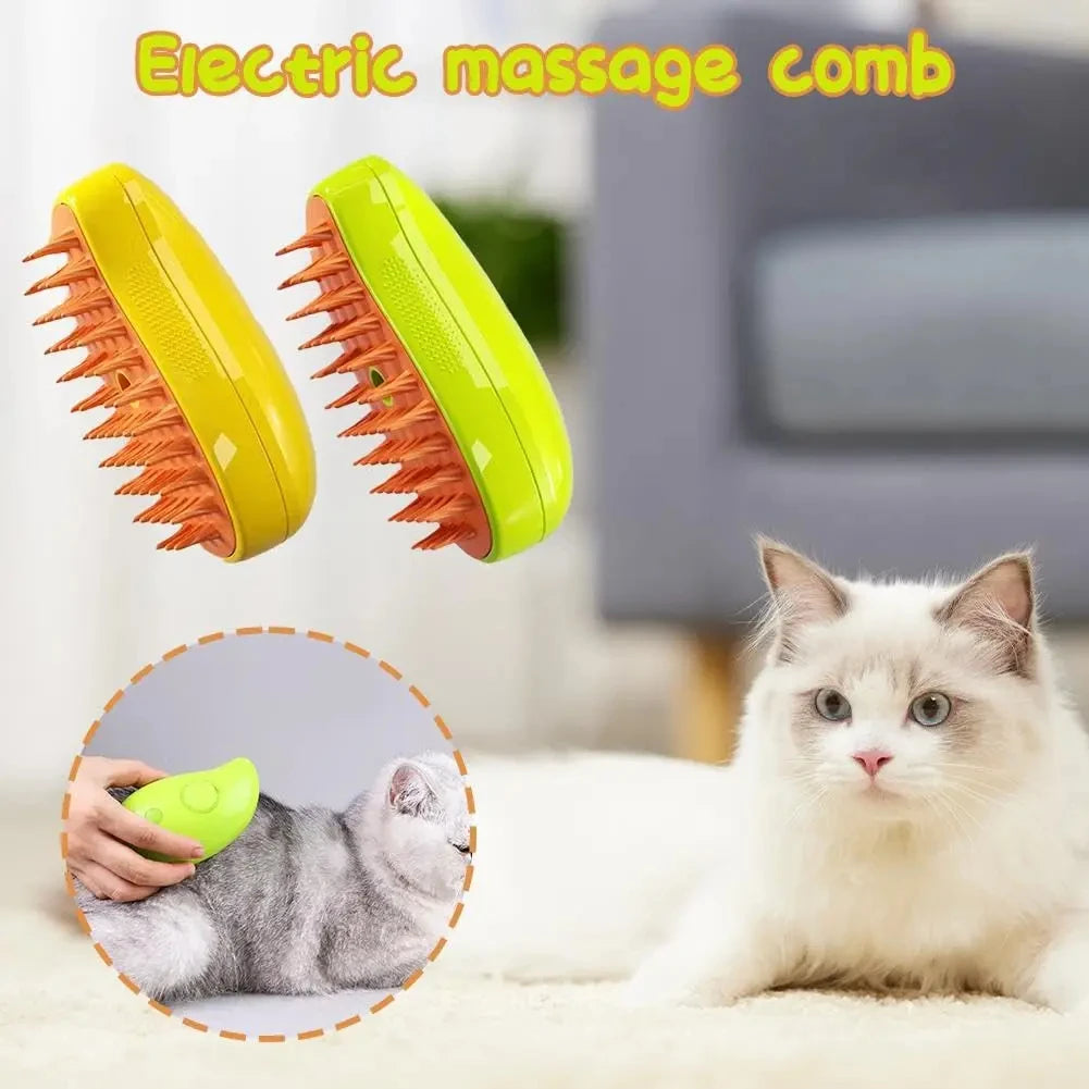 Cepillo De Vapor 3 En 1 Para Gatos – Desenreda, Masajea Y Limpia